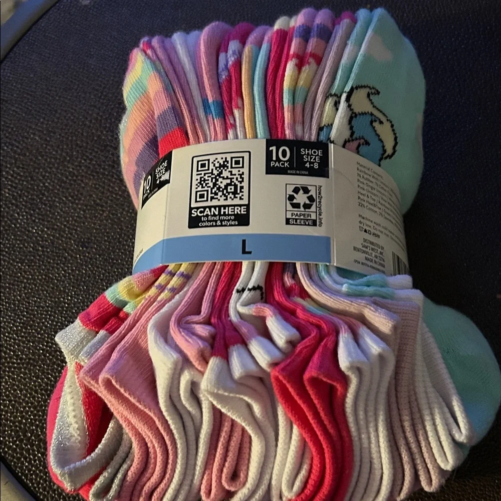 Kids Girls 10-Pack Assorted Pink & Pastel Crew Socks